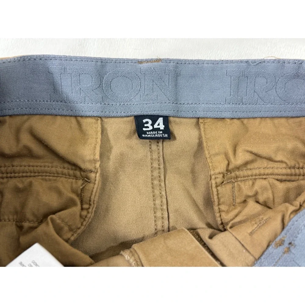 Iron Co Cargo Shorts Men's 34 Tan Stretch Twill Utility Workwear